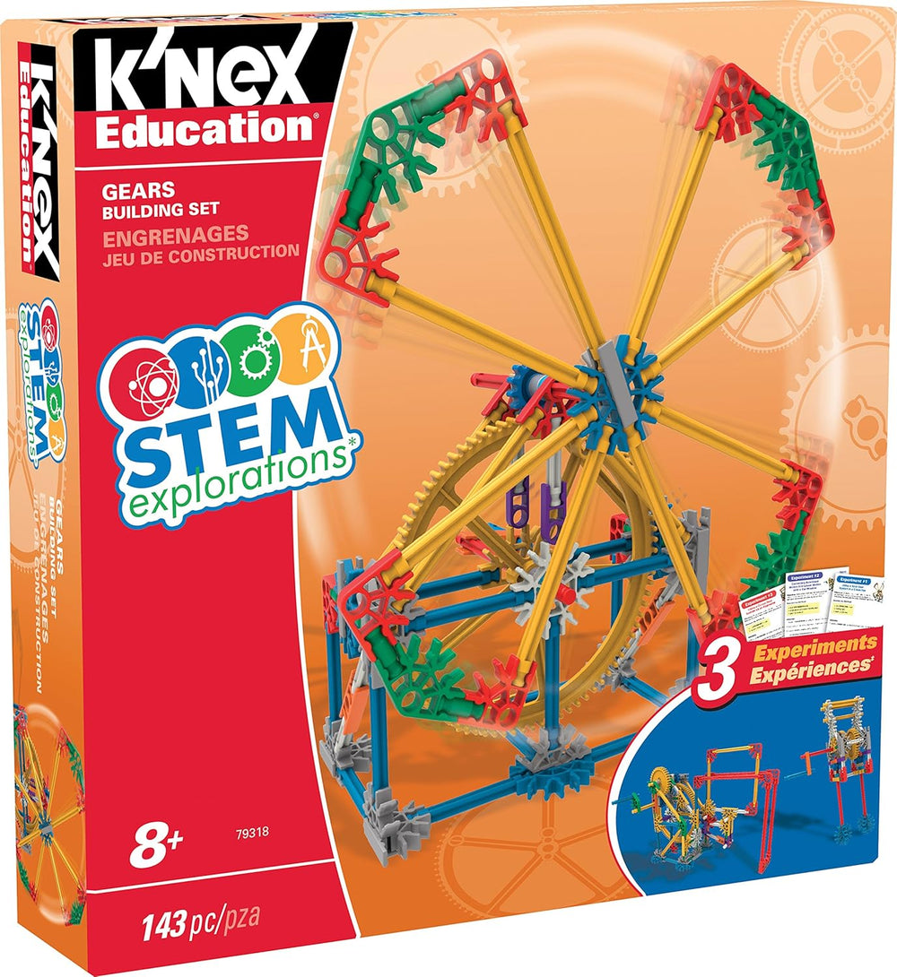 MINT-Forschung Getriebe-Baukastenset, K'NEX Bildung, Basic Fun, 79318, Lernset mit 3 funktionenden Designs, Technik für Kinder, Konstruktionsspielzeug für Jungen und Mädchen From 8 Jahren