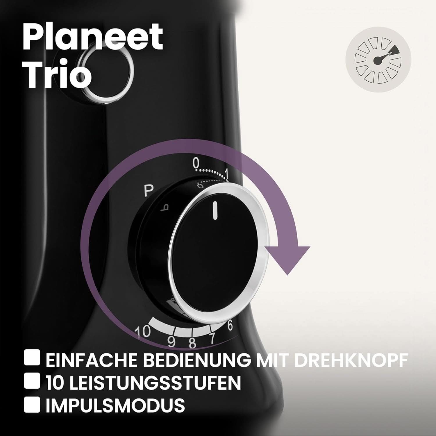ZEEGMA PLANEET TRIO Planetenroboter, 1500 W, Multifunkcionális Küchenmaschine Mit 3 Schüsseln 4 L, 4,5 L és 5,2 L, 10 Betriebsgeschwindigkeiten, Mixer Mit Haken, Schneebesen (Schwarz) Mother and Child Naty Shop