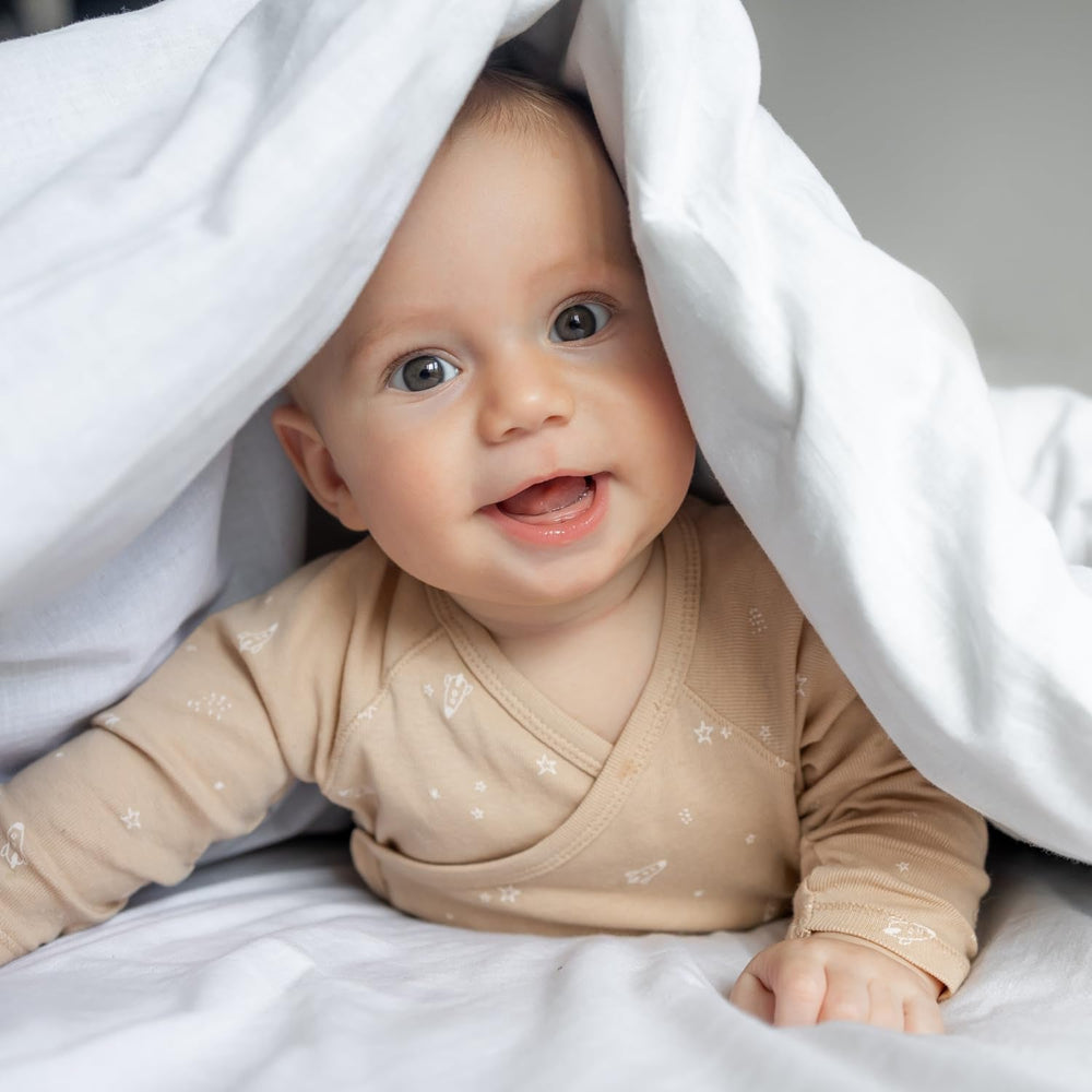 Pikolin Home - Kifordítható paplan 300 G - Kéttónusú nordic töltelék - Kiságyhoz 60 - Tollal töltött, meleg, légáteresztő, kék/fehér, 100 X 120 cm Paplanok és paplanok Naty Shop