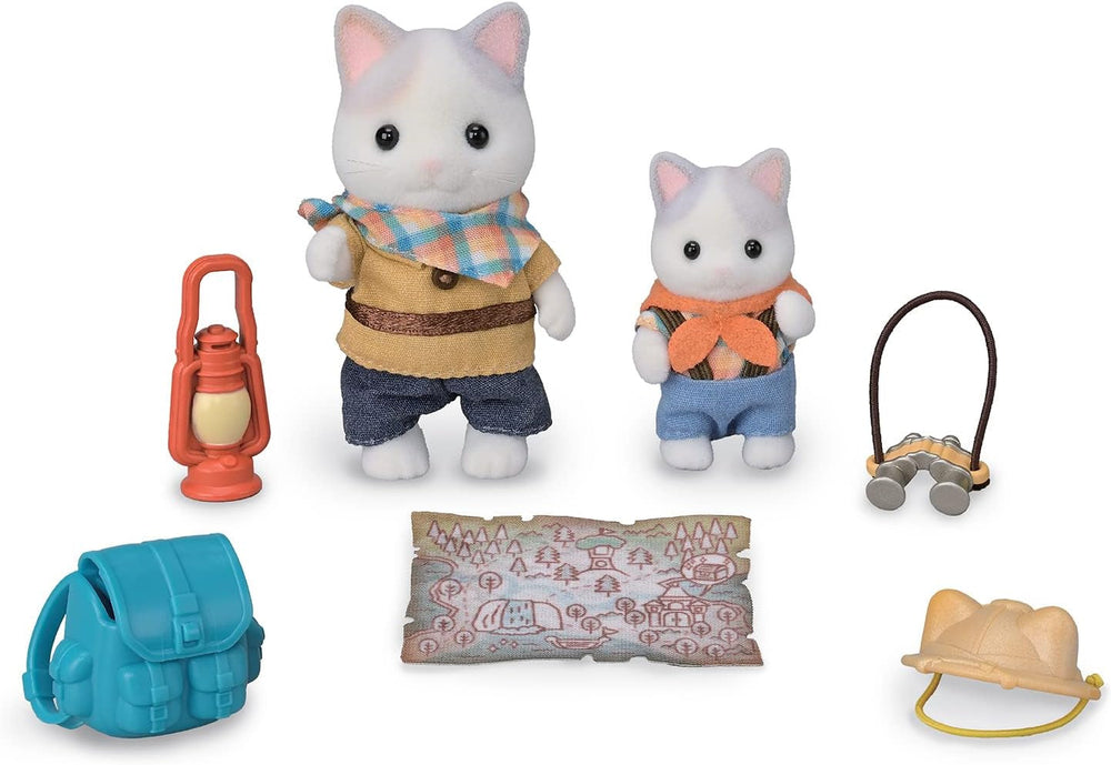 Sylvanian Families - 5763 Két figurás kaland felfedező szett tejes macska apa fiú állatfigura részletes játék 3 éves naty Shop babákhoz