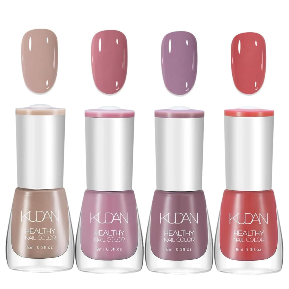 4 részes körömlakk készlet - Gyorsan szárad, hosszan tartó vízbázisú körömlakk - DIY Nail Design körömlakk (Nude Normal Style 4 részes készlet)