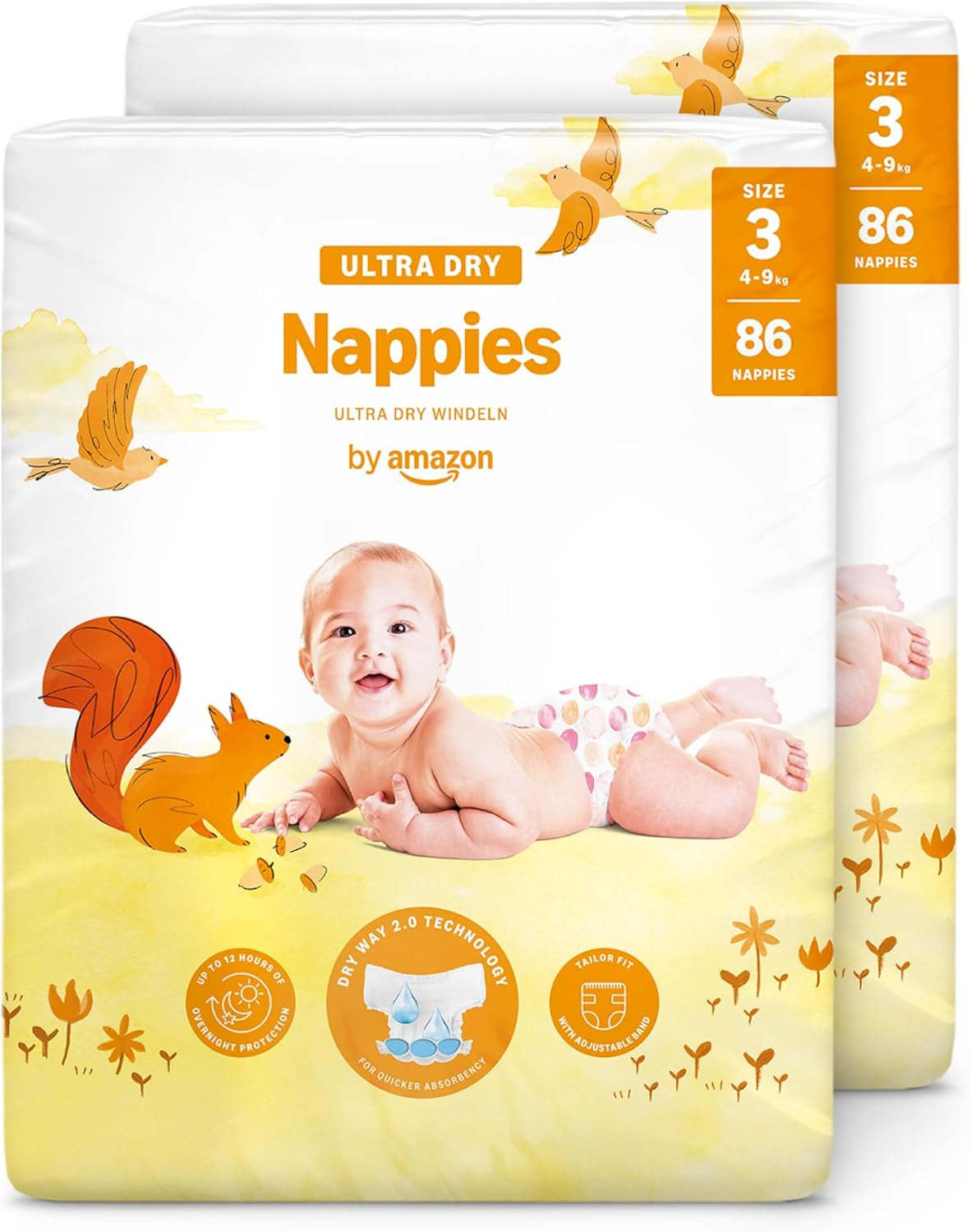 Amazon Ultra Dry pelenkák, 1-es méret (2-5 kg) - Havi doboz, fehér, 96 darab (2 db 48 db-os csomag) (korábban Mama Bear márka, azonos termék)