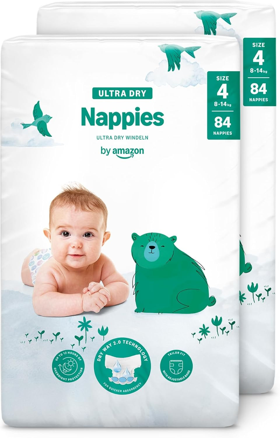 Amazon Ultra Dry pelenkák, 3-as méret (4-9 kg) - Havi doboz, fehér, 172 darab (2 db 86 db-os csomag) (korábban Mama Bear, azonos termék)