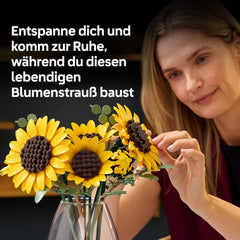 LEGO Botanicals Sonnenblumenstrauß - Kunstblumen Set für Erwachsene - Kunstliche Sonnenblumen & Eucalyptuszweige für Deko im Wohn- oder Schlafzimmer - DIY Giftidee für Frauen - 11502