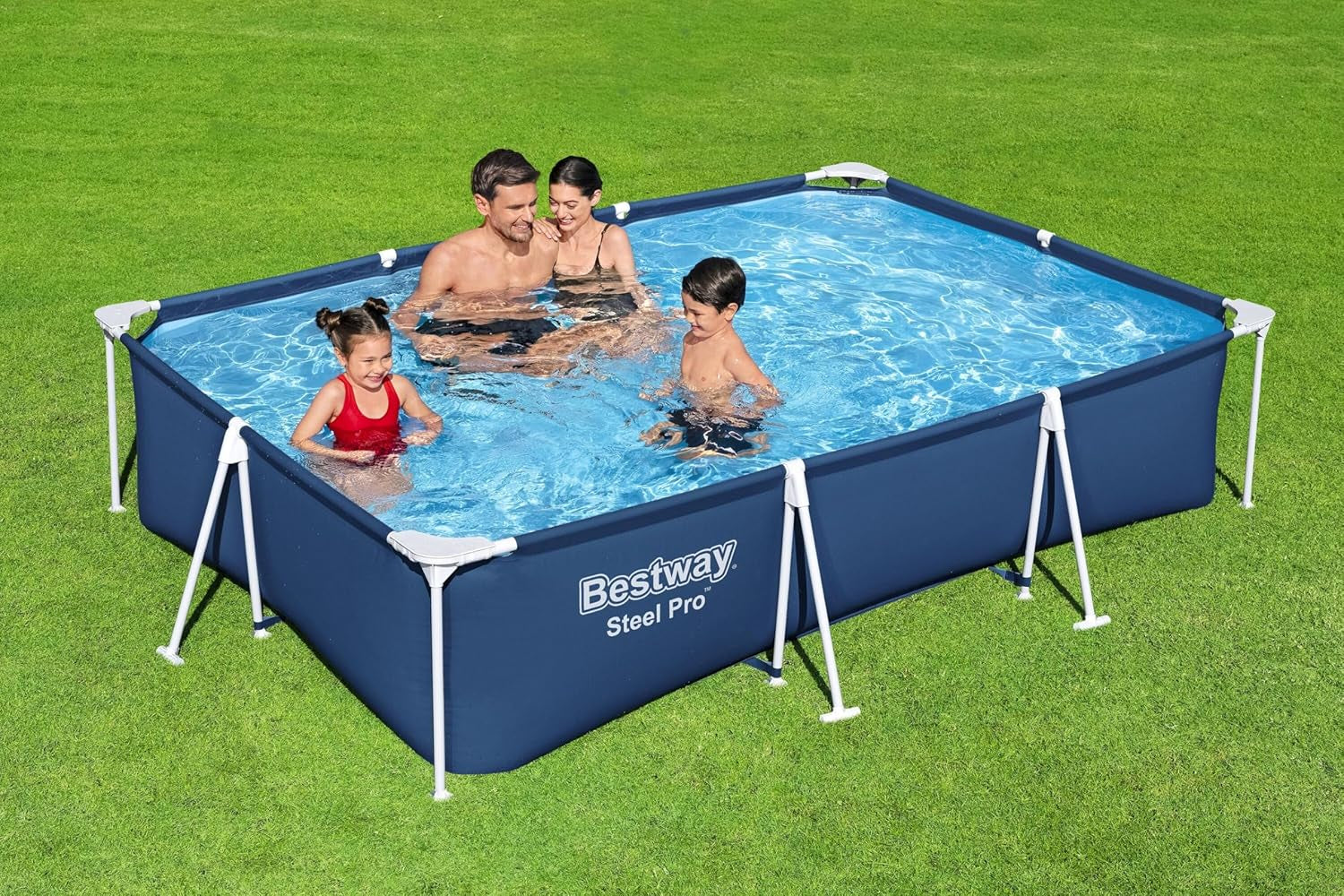 Bestway Steel Pro medencekészlet, téglalap alakú, 3,00 m x 2,01 m x 66 cm, kék