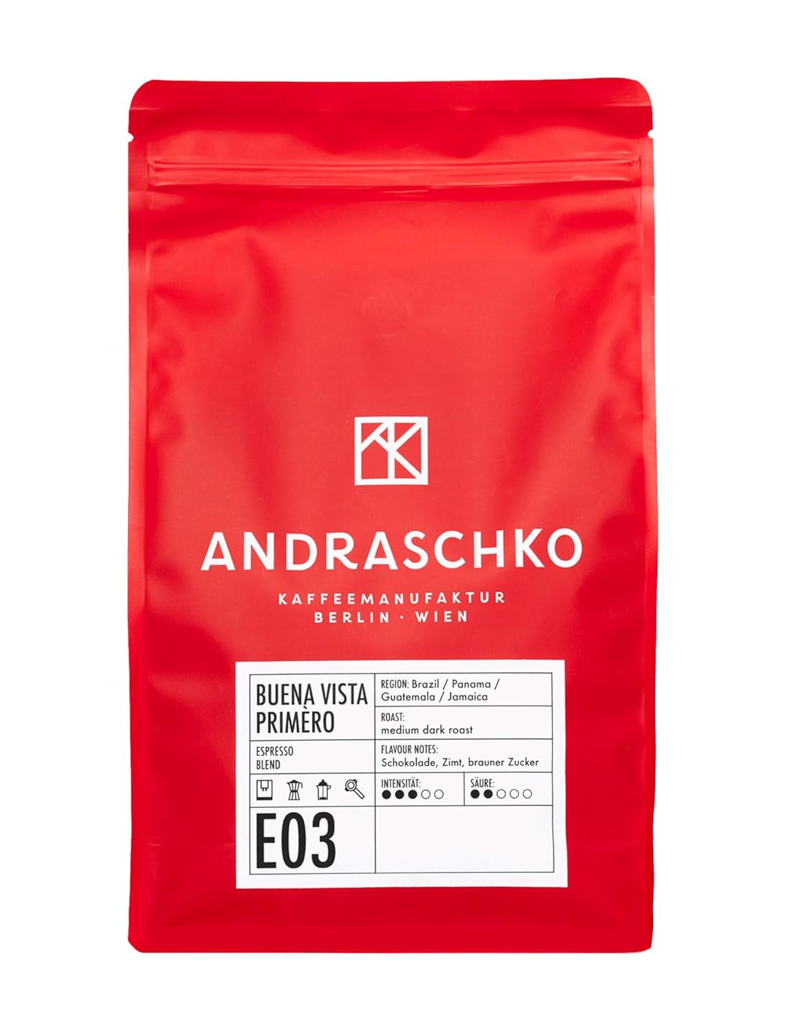 Buena Vista Primèro Espresso Blend - 100 % Arabica Kaffee aus Jamaica, Guatemala, Panama & Brasilien - Berliner Röstung, ausgewogen-luxuriös, Espresso für Genießer & Gastronomie