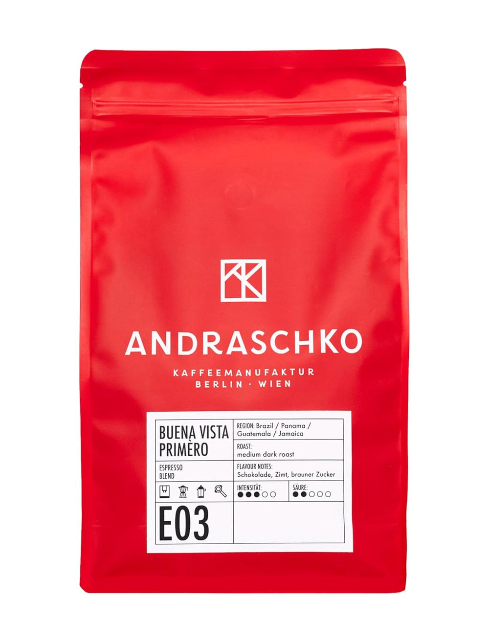 Buena Vista Primèro Espresso Blend - 100 % Arabica Kaffee aus Jamaica, Guatemala, Panama & Brasilien - Berliner Röstung, ausgewogen-luxuriös, Espresso für Genießer & Gastronomie