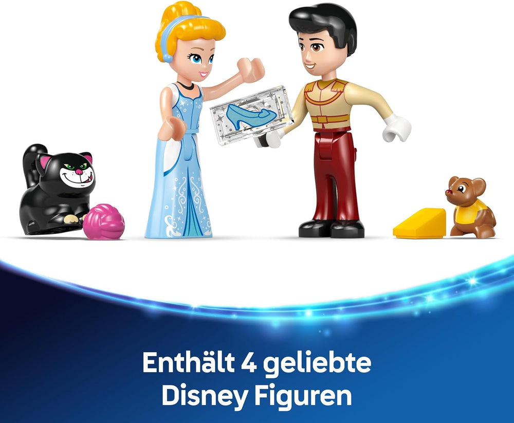LEGO Ç€ Disney Princess Castle Hamupipőke és lovas kocsi, szett 6 éves kor feletti lányoknak, Fantasztikus játék Hamupipőke hercegnővel és Herceg bájos mini babákkal, ajándékötlet Disney rajongóknak 43275 Építőkészlet Beuche den LEGO-Store