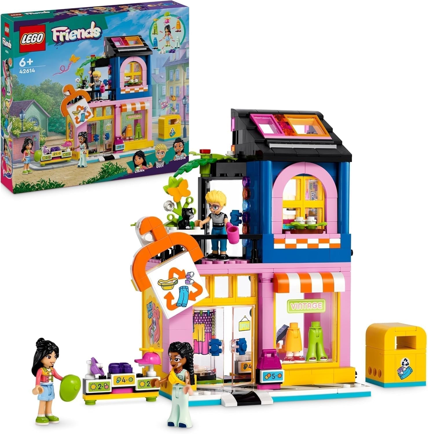 LEGO Friends Vintage divatbolt építőkészlet gyerekeknek játékbolti figurákkal és macskamodellel a társadalmi-érzelmi fejlődéshez Szerepjáték Ajándék 6 éves lányoknak és fiúknak 42614 Építőkészlet Besuche den LEGO-Store Single