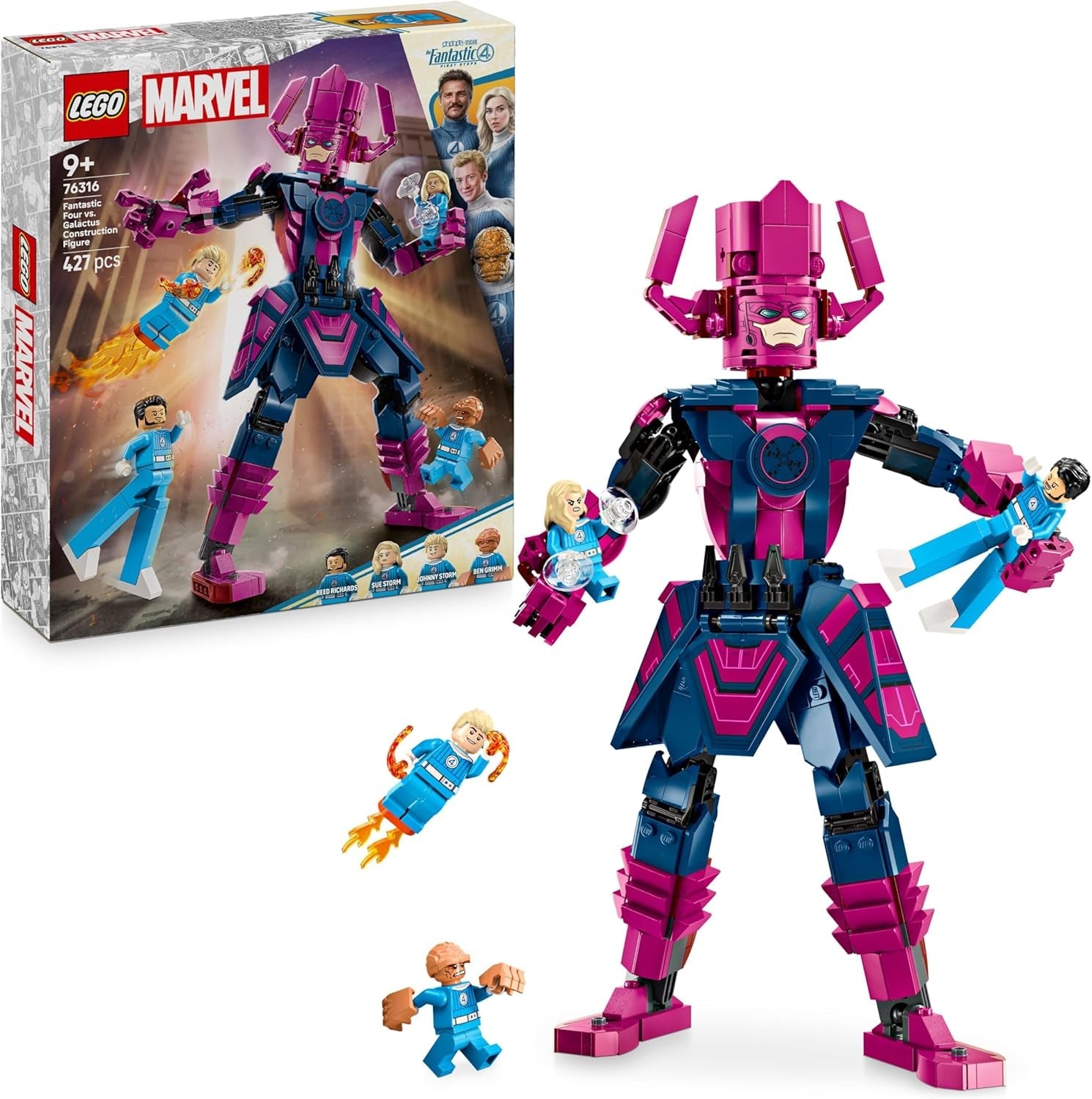 LEGO ǀ Marvel Fantastic Four vs. Galactus Baufigur - Bauset mit Superhelden - Spielset mit The Thing, Invisible Woman und Human Torch - Kreatives Geschenk für Jungen und Mädchen - 76316