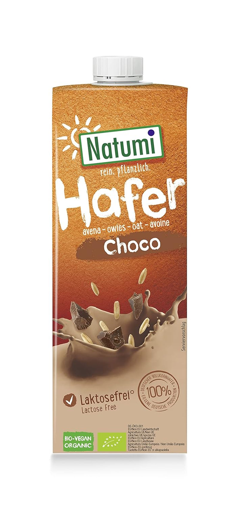 Natumi Bio Haferdrink Glutenfrei, 8 x 1L - Naturland zertifiziert, Laktosefrei, Glutenfrei, Ohne Zuckerzusatz, Bio, Vegán, Hergestellt mit deutschem Hafer, Milchfreie milchfreie Alternative