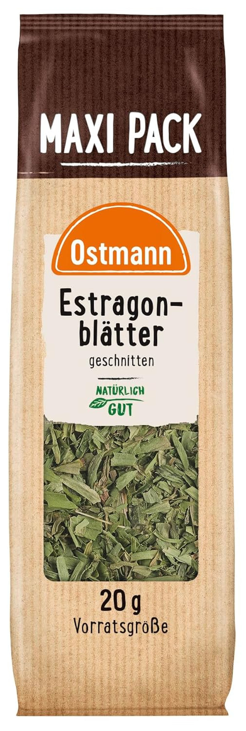 Ostmann Gewürze - Estragonblätter geschnitten | Zum Verfeinern von Salatsaucen, Gemüsegerichten und Remouladen | 20 g zacskóban