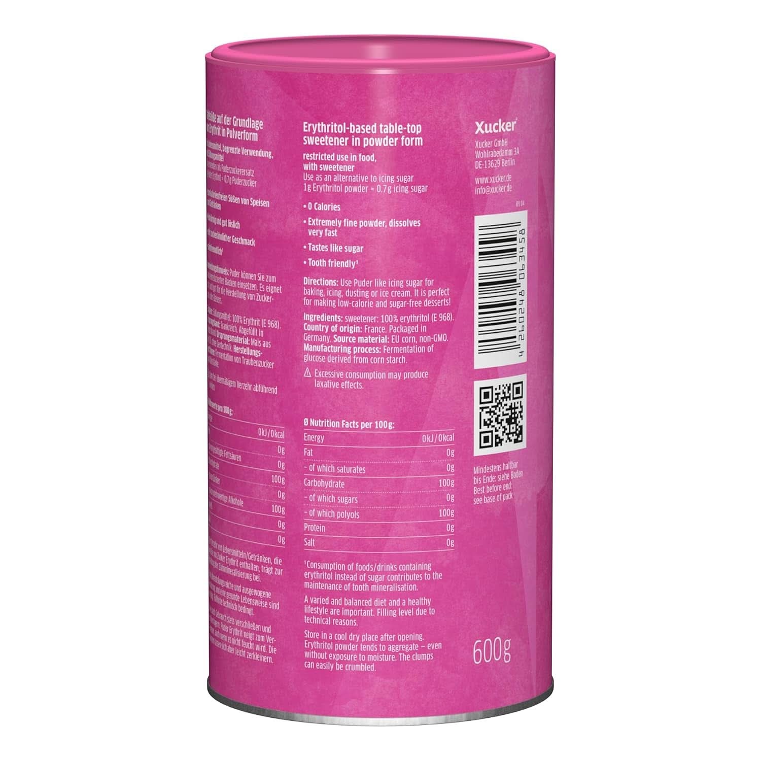 Xucker porcukor Eritrit - Kalóriamentes cukorpótló, 600 gramm Sweeteners Naty Shop