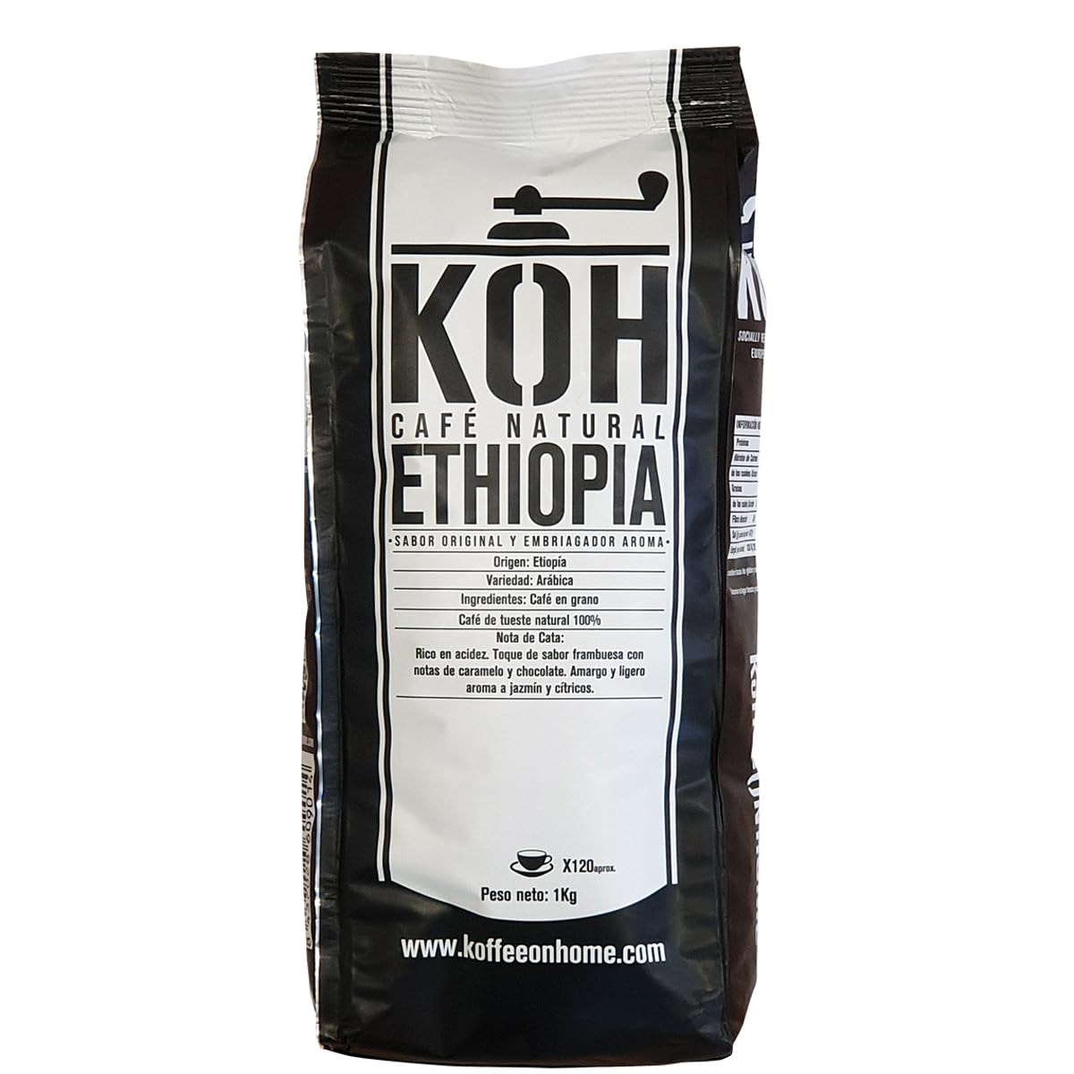 Ganze Kaffeebohnen 100% Arabica aus Äthiopien – 1 kg – Natürlich geröstet – Mittlere Intensität – Fruchtige & Zitrusnoten – Premium-Qualität aus Oromia – Ideal für Espresso & Moka