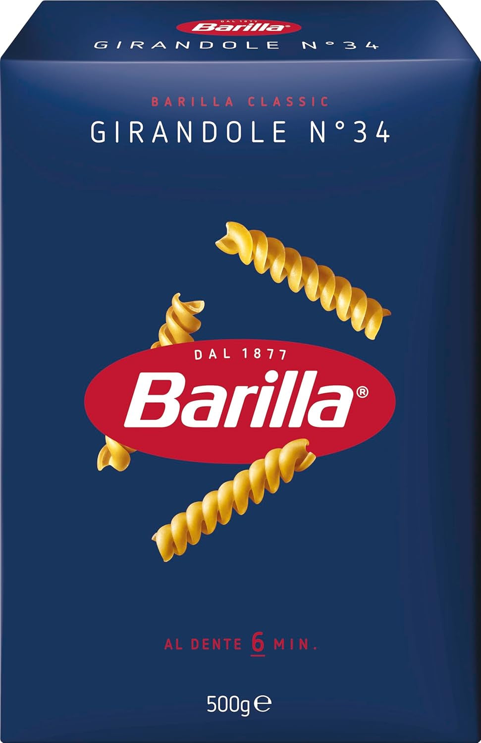 Pasta Barilla Classic Girandole sz. 34, kiváló minőségű durumbúzából készült, mindig al dente (1 x 500g)