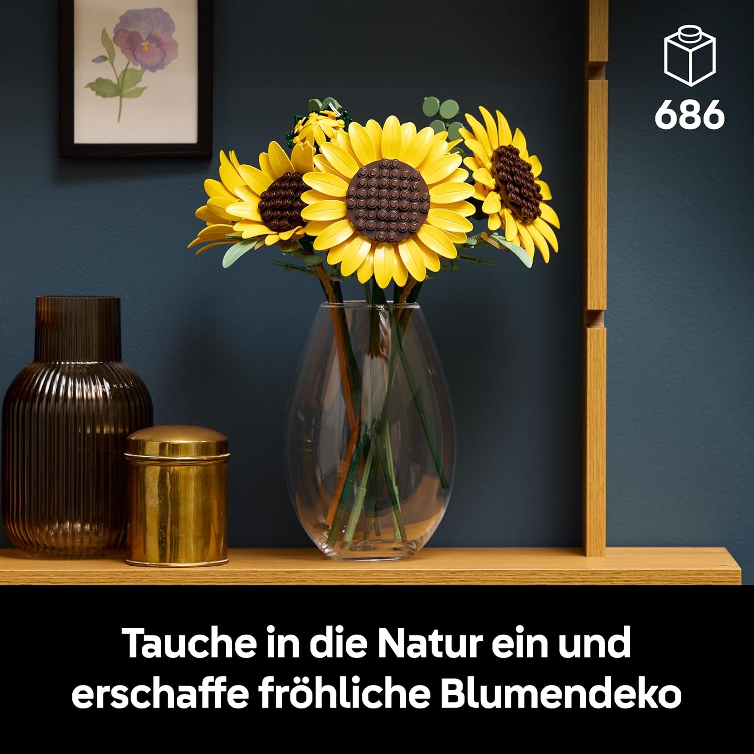 LEGO Botanicals Sonnenblumenstrauß - Kunstblumen Set für Erwachsene - Kunstliche Sonnenblumen & Eucalyptuszweige für Deko im Wohn- oder Schlafzimmer - DIY Giftidee für Frauen - 11502