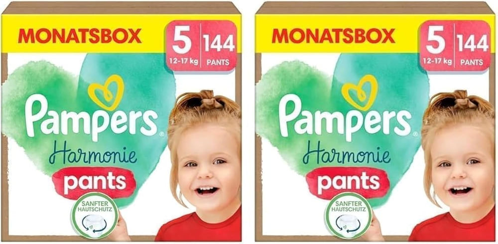 Pampers Harmony Pants 5-ös méretű pelenka, 144 db, 12 kg-17 kg, gyengéd bőrvédelem és 360°-os kényelem