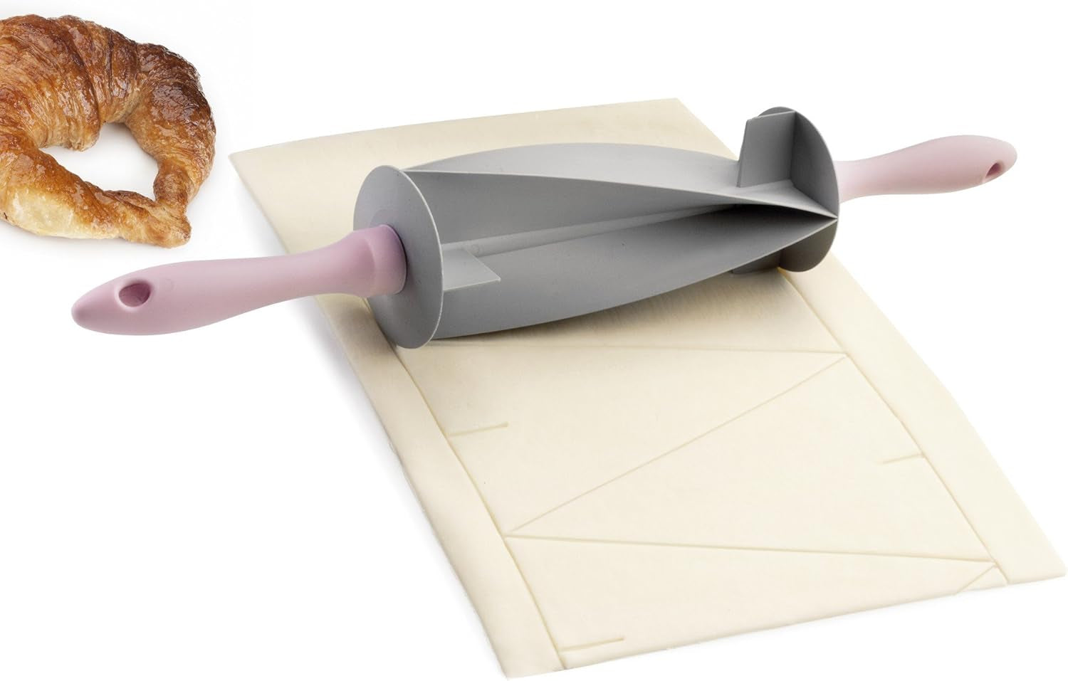 RODILLO CORTADOR DE Croissant, műanyag, szürke/rózsaszín, 18 x 18 x 10 cm