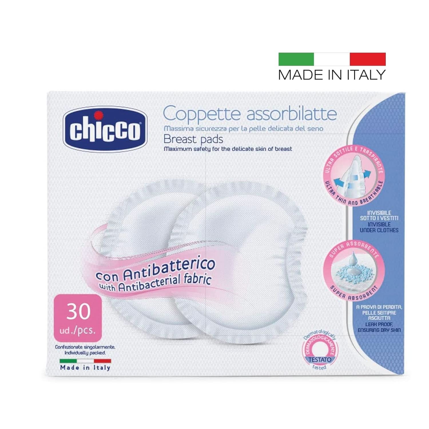 Chicco Acterielle Natural Feeling szoptató betét, 30 db Élelmiszer és szoptatási kiegészítők Bebe Naty Shop