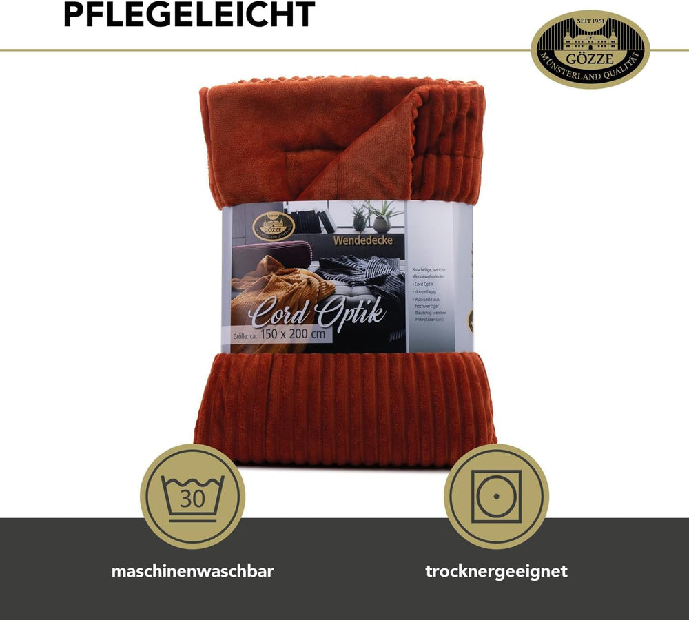 Gözze - Kényelmes és puha kordbársony megjelenésű takaró, 1620G/db, 150 X 200 cm - Fahéjas Ágyak és Takarók Besuche den GÃ¶zze-Store