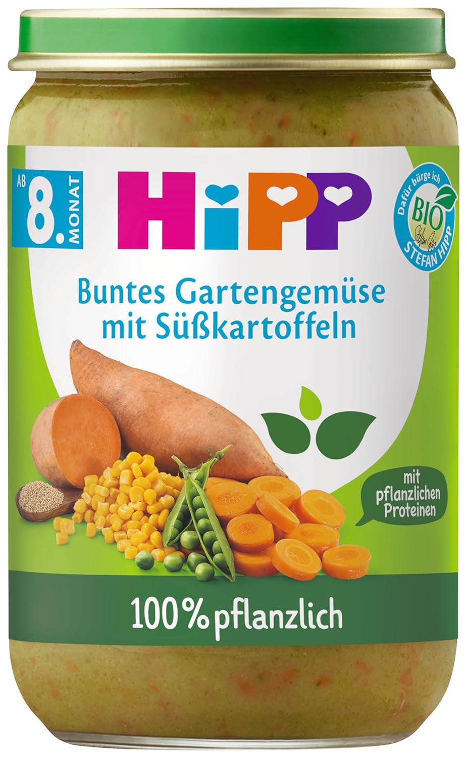 Hipp menük 100% növényi alapú 8/10 hónapos kortól Anya és Gyermek Naty Shop 220 gramm Édesburgonya kukoricával és zöldbabbal
