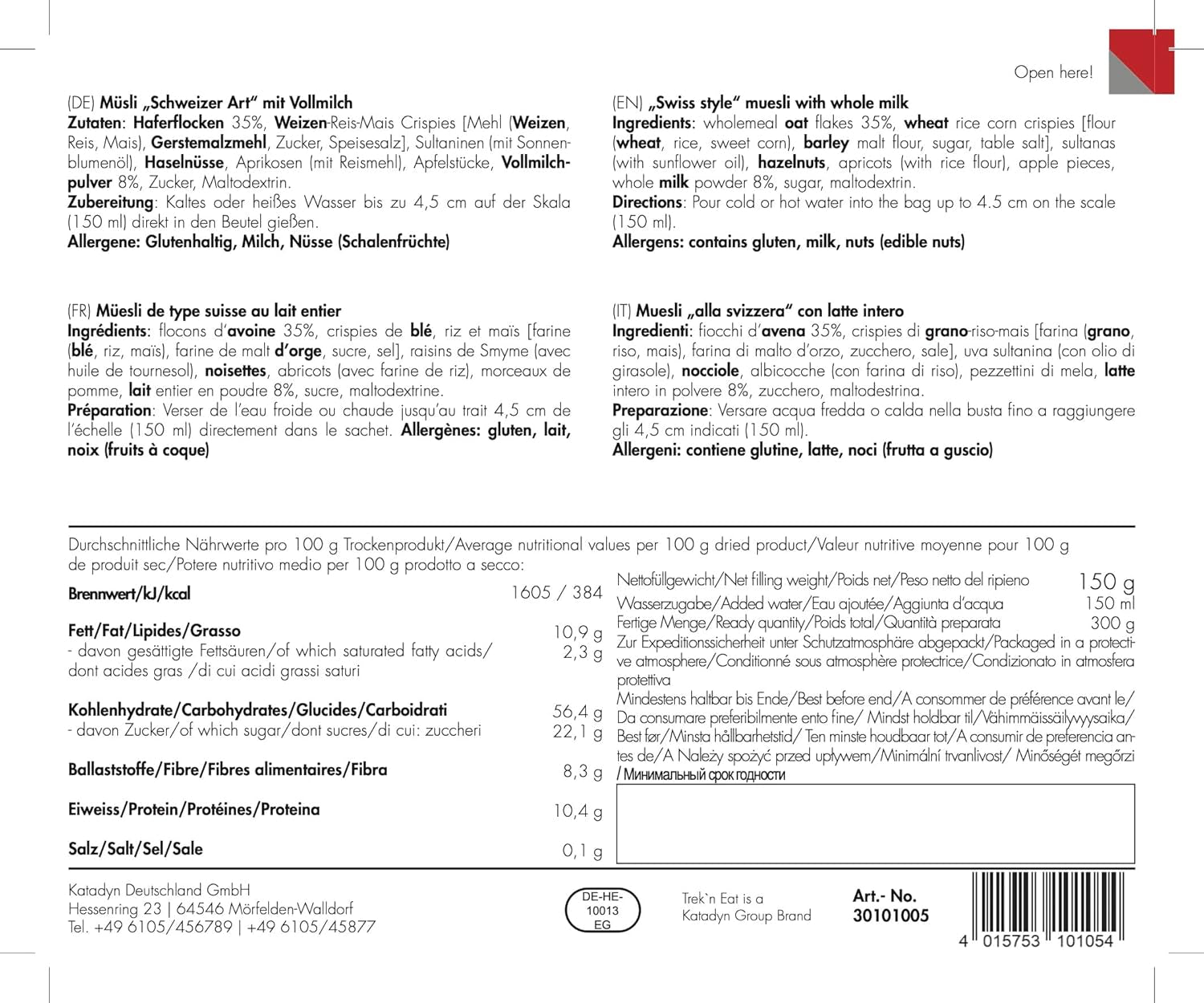 Trek'n Eat svájci müzli tejporral (2 db-os csomag)