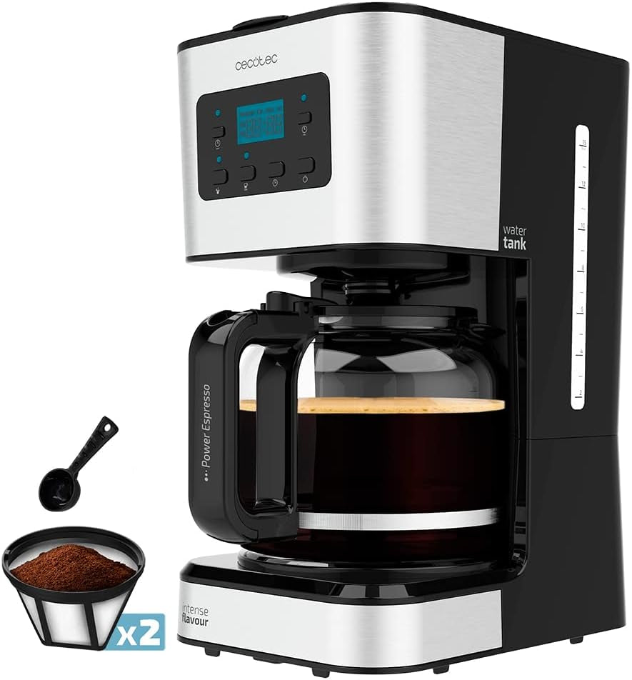 Espressor cu filtru Cecotec Coffee 66 Drop and Touch, putere 950 W, 1,5 L, 12 cești, ecran tactil, carafă din sticlă, cronometru 24 de ore, 6 comutatoare, filtru reutilizabil tip plasă