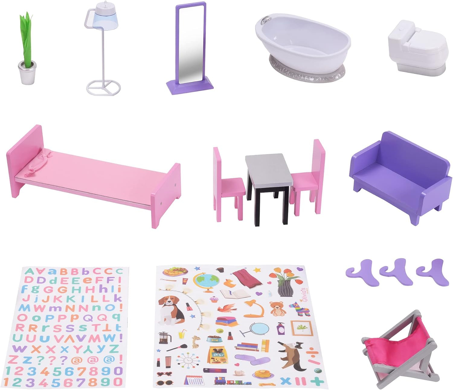 Olivia Little World Big Dreamland Sunset Kortárs Gyermek interaktív fából készült babaház 3 szintes 16 baba bútor kiegészítőkkel Multi TD-13616A Babaházak Naty Shop