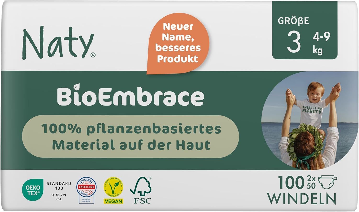 Naty BioEmbrace babapelenka, 5-ös méret (11-25 kg) | 100%-ban növényi alapú anyagok, gyengéd a bőrhöz | Légáteresztő puhaság, bőrgyógyászatilag tesztelt, kiváló felszívódás | 80 db.