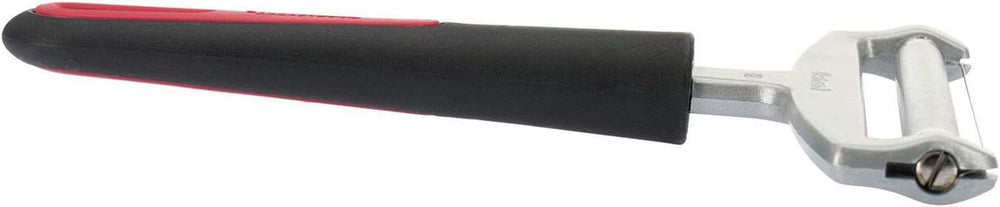 Westmark Käseschneider mit Rolle und auswechselbarem Schneiddraht, Variable Schnittstärke, Breite: 12 cm, Rostfreier Edelstahl/Alumínium/Kunststoff, Schwarz/Rot, 29272260, 17 x 12 x 2 cm