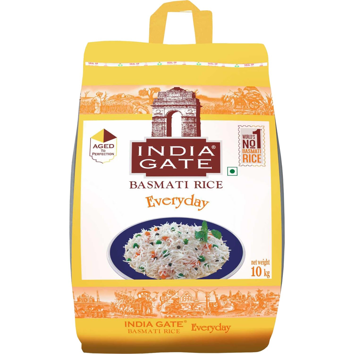 INDIA GATE Premium Basmati Rice – Hosszú szemű finom, aromás rizs Indiából, finom hosszú szemű (1 x 5 kg)