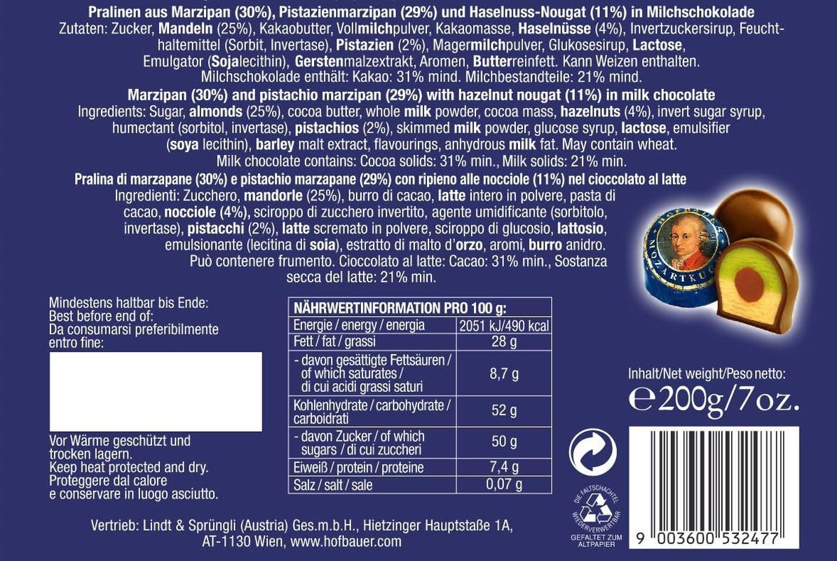Hofbauer Vienna, Mozartkugeln 200 g, tejcsokoládé