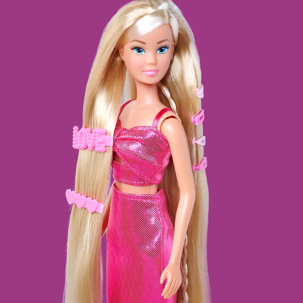 Simba Steffi Love Dream Hair – Ankleidepuppe mit extra Langen Haaren, inkl. Haarclips & Kamm, rózsaszín csillogó, 29 cm vastag, Frisierpuppe für Kinder ab 3 év
