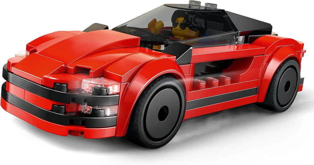 LEGO City Red Sports Car - Mașină de curse pentru băieți și fete de la 5 ani - Cadou de ziua ta sau pentru sărbători - Șofer minifigurină cu telefon mobil și kit de curățare 60448 Seturi de constructie Besuche den LEGO-Store