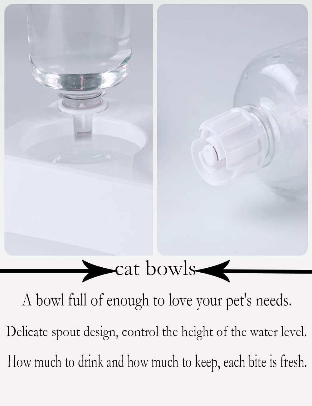 Márka Katzennapf, 15° Neigbar mit Automatischer Wasserflasche, gekippter erhöheter Wassernapf für Kleine und Mittelgroße Hunde und Katzen