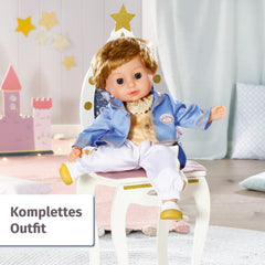 Baby Annabell Little Sweet Prince 36cm, weiche Prinzen-Puppe mit hochwertigen Haaren, Schlafaugen, blauem Oberteil, weißer Hose und Schuhen, 707104 Zapf Creation