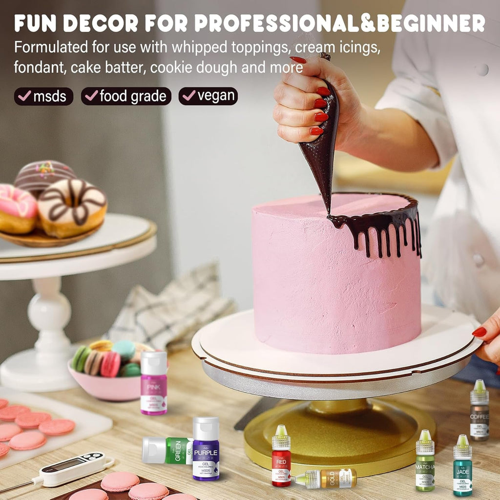 Colorant alimentar în gel - 22 de culori, coloranți alimentari în gel pentru prăjituri, copt, fursecuri, macaroane - Colorant alimentar concentrat fără zahăr pentru decorarea torturilor, băuturi, ouă de Paște, slime DIY - 6 ml fiecare