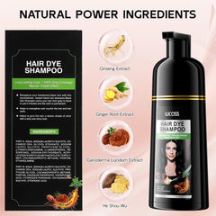 Șampon instant pentru păr negru, șampon natural pentru vopsirea părului, 100% acoperire gri - ușor și rapid, culoare semipermanentă pentru păr negru, șampon pentru vopsirea părului pentru bărbați și femei Vopsea pentru par Naty Shop