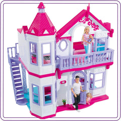 Simba 104661996 - Steffi Love Dreamhouse, Nagy játszóház, 4 szoba, BÁBOK NINCS, 84 cm magas, kétszintes, funkcionális csengő, összecsukható Naty Shop babaházak