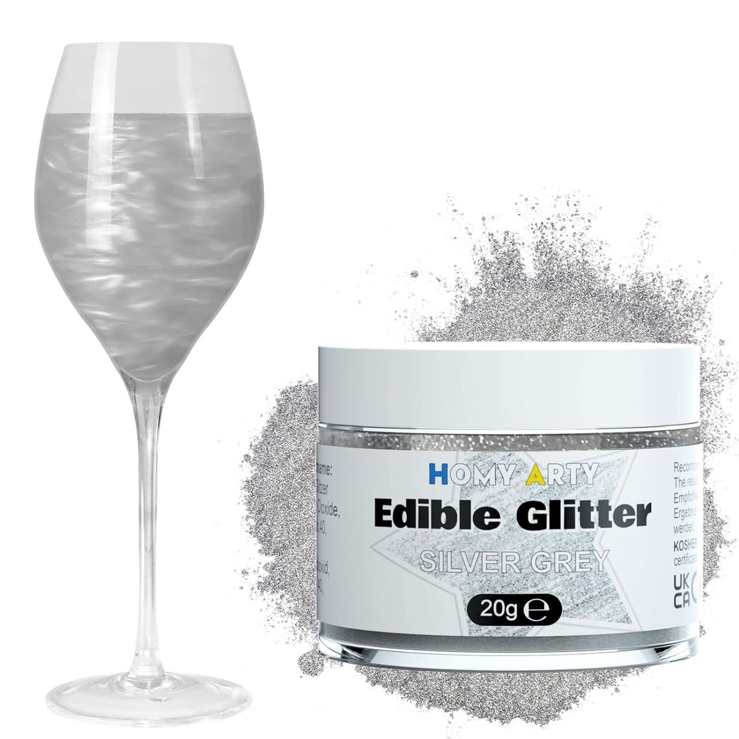 Ehető glitter italokhoz, 4 gramm Glitter Naty Shop Silver 20 gramm