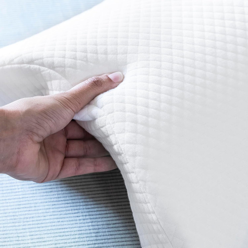 InnovaGoods - Pernă cervicală vâscoelastică pentru cupluri, Design ergonomic pentru relaxare în cuplu, Spumă cu memorie pentru ameliorarea presiunii, Husă detașabilă, Alb, 36 x 12,5 x 30,5 cm, Spumă cu memorie