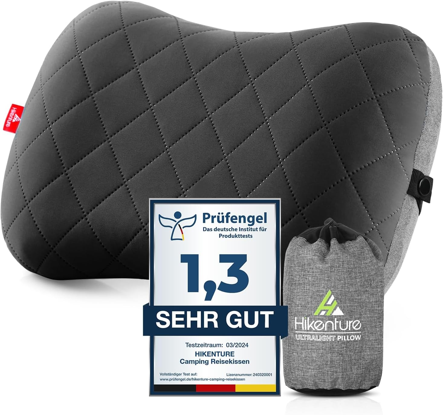 HIKENTURE Pernă gonflabilă de camping / călătorie cu față de pernă detașabilă, pernă ergonomică, pernă confortabilă pentru gât pentru călătorie / exterior, pernă gonflabilă de călătorie pentru gât (verde) ... Perne ortopedice cervicale Naty Shop Negru