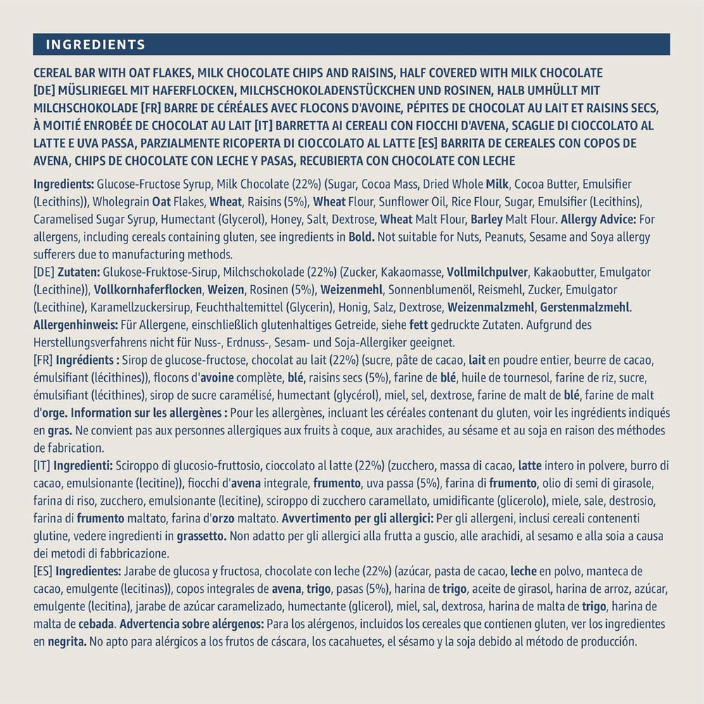 Müzliszelet csokoládéval és mazsolával az Amazonból, 192g