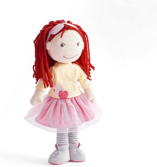 Păpușa HABA AVA, păpușă de 30 cm cu ochelari, păpușă moale pentru copii de la 18 luni