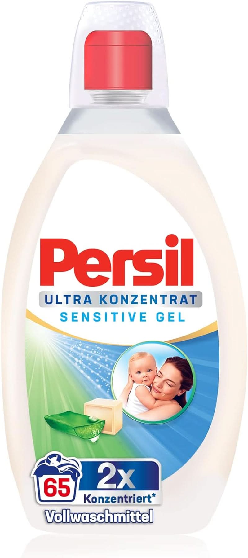 Persil Ultra Concentrate Sensitive Gel (130 mosás), Folyékony mosószer allergiáknak és babáknak kisebb üvegben, kevesebb műanyagért, Eltávolítja a nehéz foltokat, Bőrgyógyászatilag tesztelt Naty Shop mosószerek
