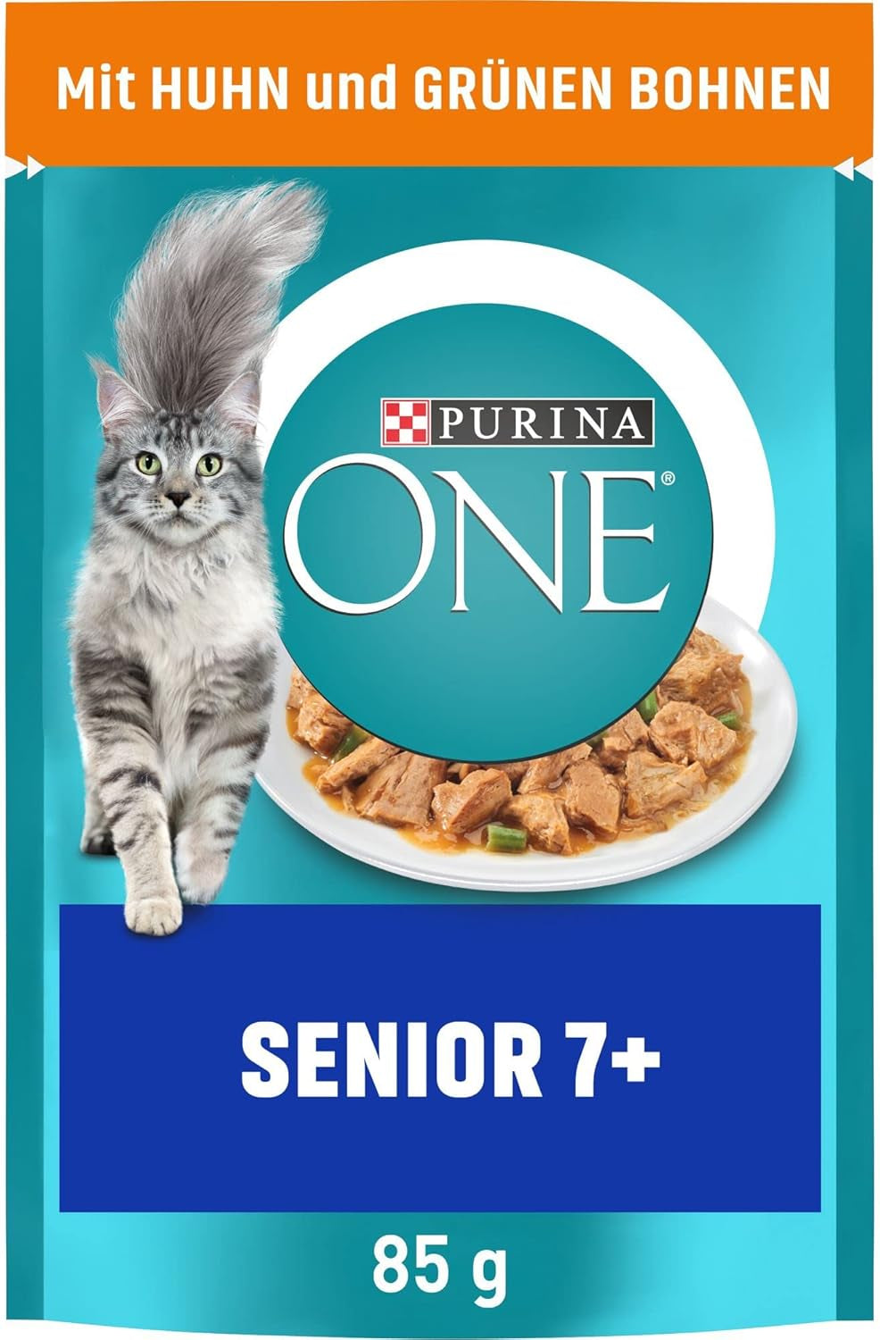 Hrană umedă pentru pisici PURINA ONE Senior 7+, bucăți fragede în sos cu pui, pachet de 26 (26 x 85g)