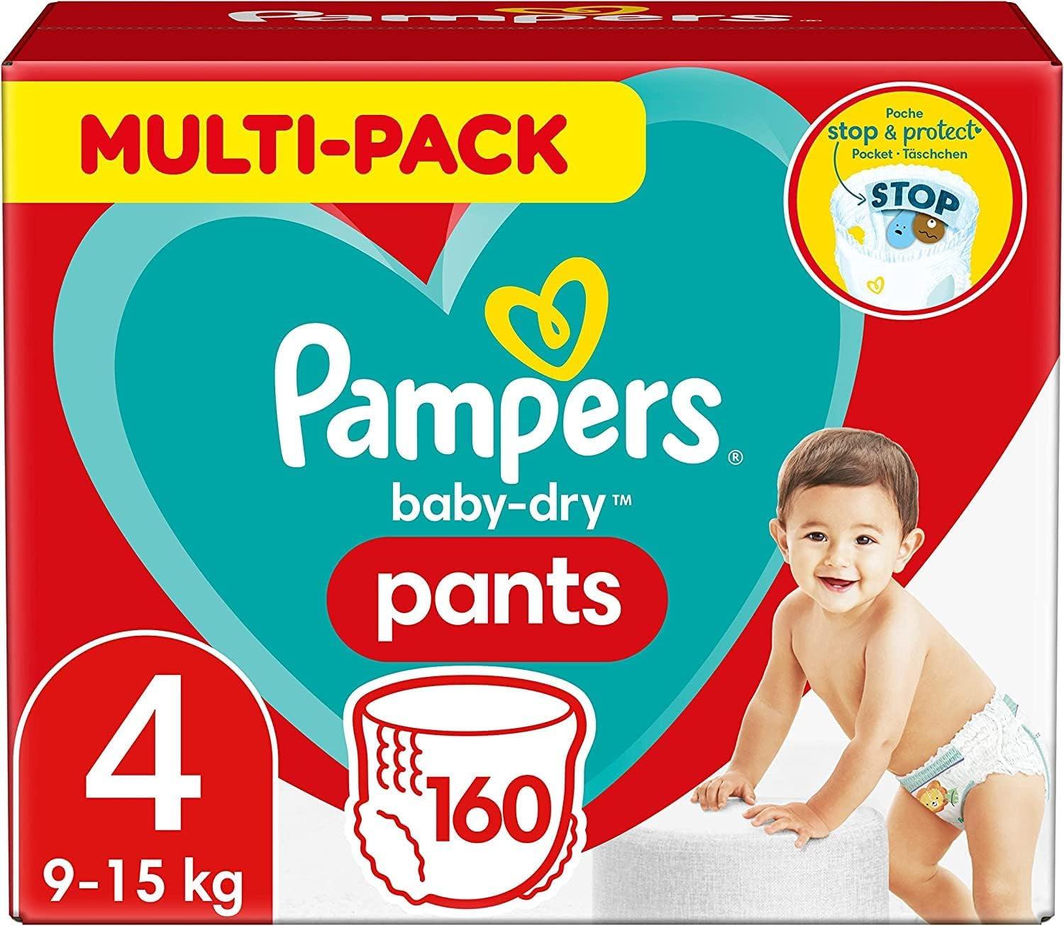 Pampers Baby-Dry Pants Größe 5, 160 Stück, 11kg-17kg, 360° auslaufsichere Nappali és éjszakai használatra