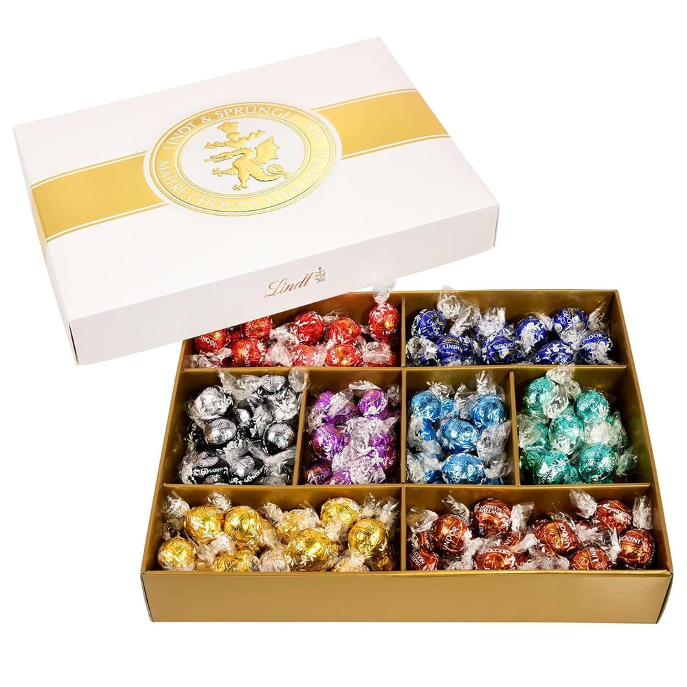 Lindt Schokolade LINDOR Und ROULETTE Mischung | 1473 G| Kugeln Mit Zartschmelzender Füllung Sowie Köstliche | 8 Rendezés | Pralinengeschenk | Schokoladengeschenk | Großpackung Chocolates Naty Shop Lindor Classic Box Single