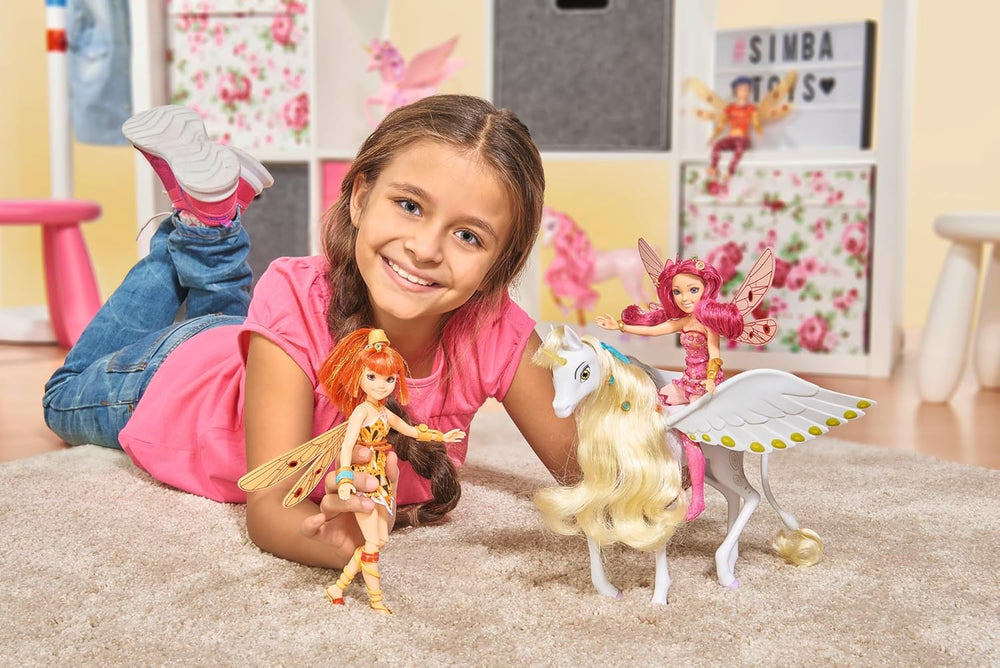 Simba 109480093 - Mia and Me Einhorn Onchao, mit beweglichen Flügeln, Haarclips, Bürste zum Frisieren, Spielpferd, Pony, Centopia, ab 3 Jahren, Rosa