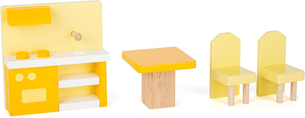 Kis lábú 11192 3 szintes, forgó fa babaház többszínű játékbútorral 37 x 40 x 67 cm Naty Shop babaházak